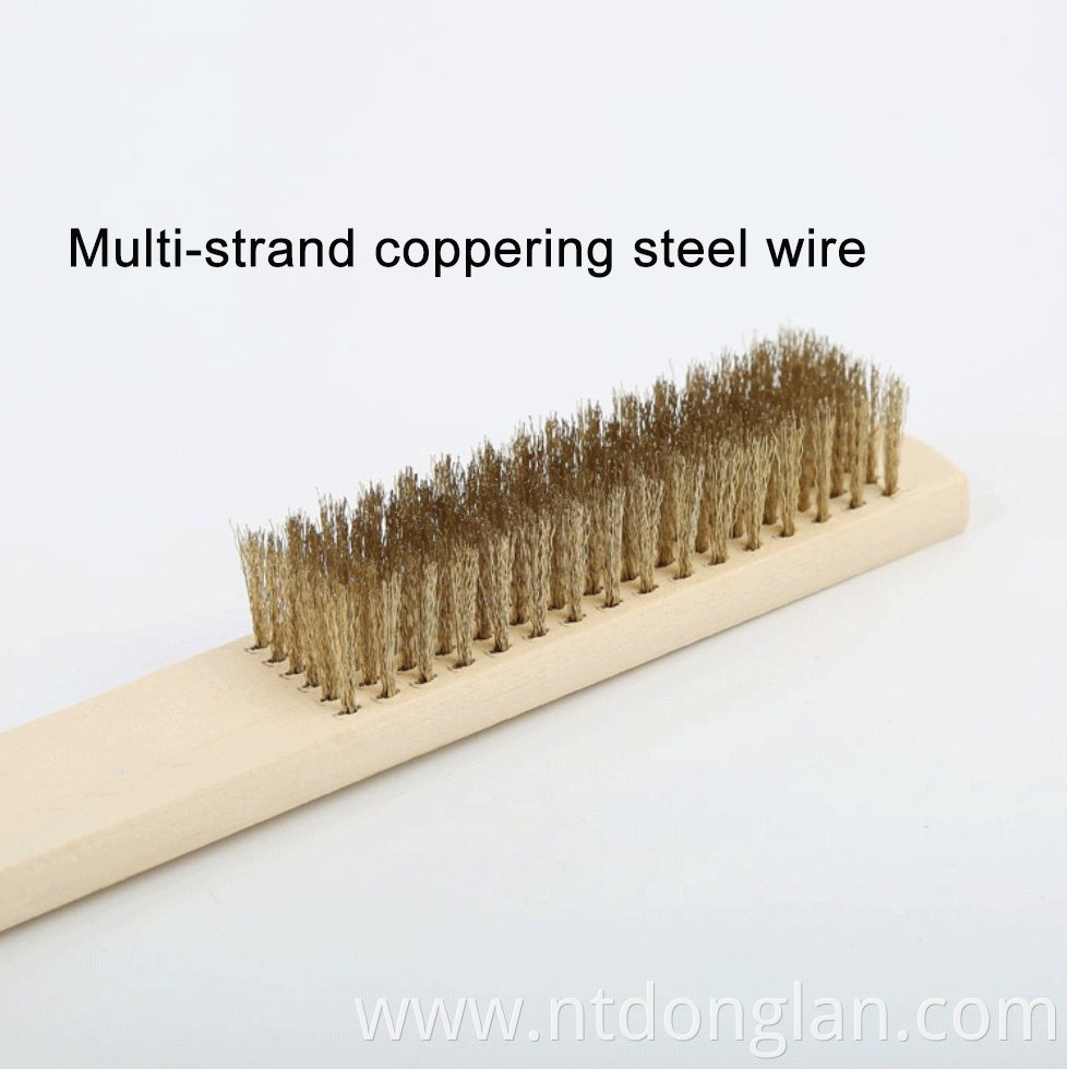 OEM 4 by 16 Rows of strong Steel bristles small wire brush wood handle scratching brush